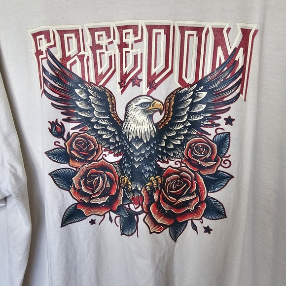 Comfort Colors Freedom‎ Eagle Graphic Tee Shirt Plus Womens 3X Ivory Cream Red - Picture 3 of 7